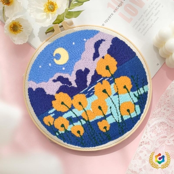 Punch Needle adatu izšuvumu komplekts – lina, karikatūra/animācijas raksts, auduma izšūšana