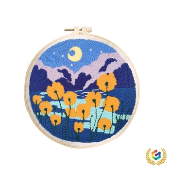 Punch Needle adatu izšuvumu komplekts – lina, karikatūra/animācijas raksts, auduma izšūšana