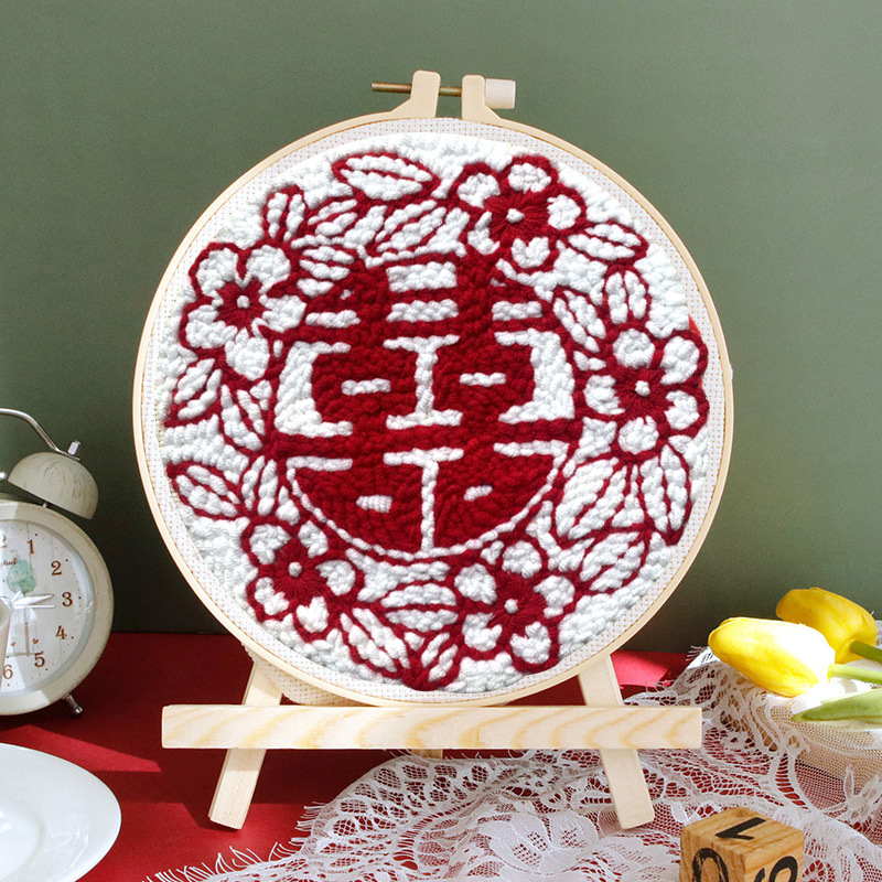 Punch Needle adatu izšuvumu komplekts – lina, karikatūra/animācijas raksts, auduma izšūšana