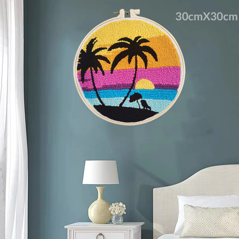 Punch Needle adatu izšuvumu komplekts – lina, karikatūra/animācijas raksts, auduma izšūšana