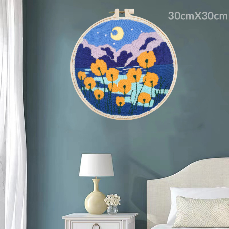 Punch Needle adatu izšuvumu komplekts – lina, karikatūra/animācijas raksts, auduma izšūšana