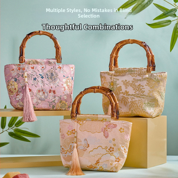 DIY komplekts bambusa mezgla somai – Jauns ķīniešu stils, soma no Song brokāta auduma