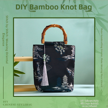 DIY komplekts bambusa mezgla somai – Jauns ķīniešu stils, soma no Song brokāta auduma