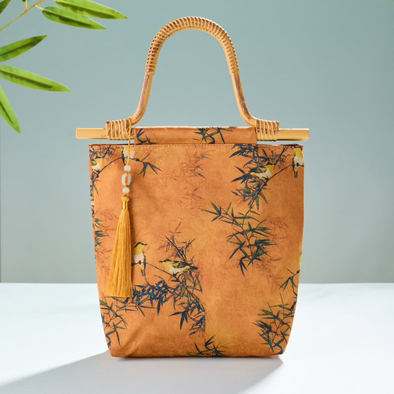 DIY komplekts bambusa mezgla somai – Jauns ķīniešu stils, soma no Song brokāta auduma