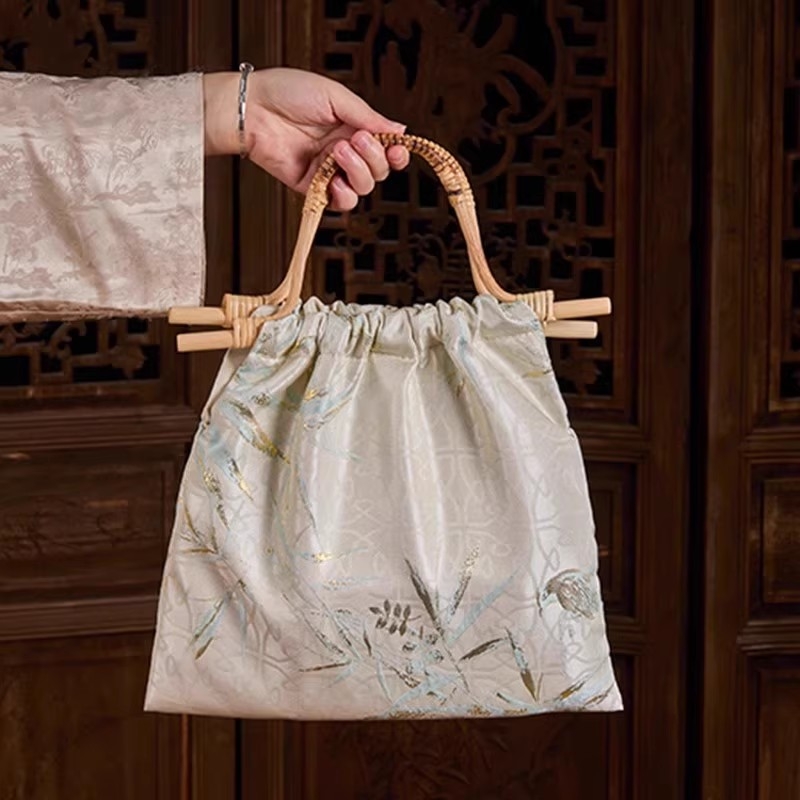 DIY komplekts bambusa mezgla somai – Jauns ķīniešu stils, soma no Song brokāta auduma