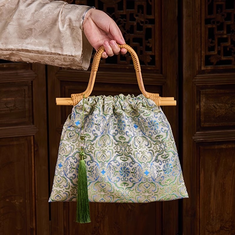 DIY komplekts bambusa mezgla somai – Jauns ķīniešu stils, soma no Song brokāta auduma