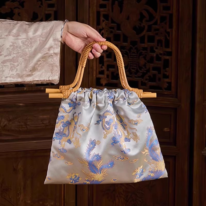 DIY komplekts bambusa mezgla somai – Jauns ķīniešu stils, soma no Song brokāta auduma