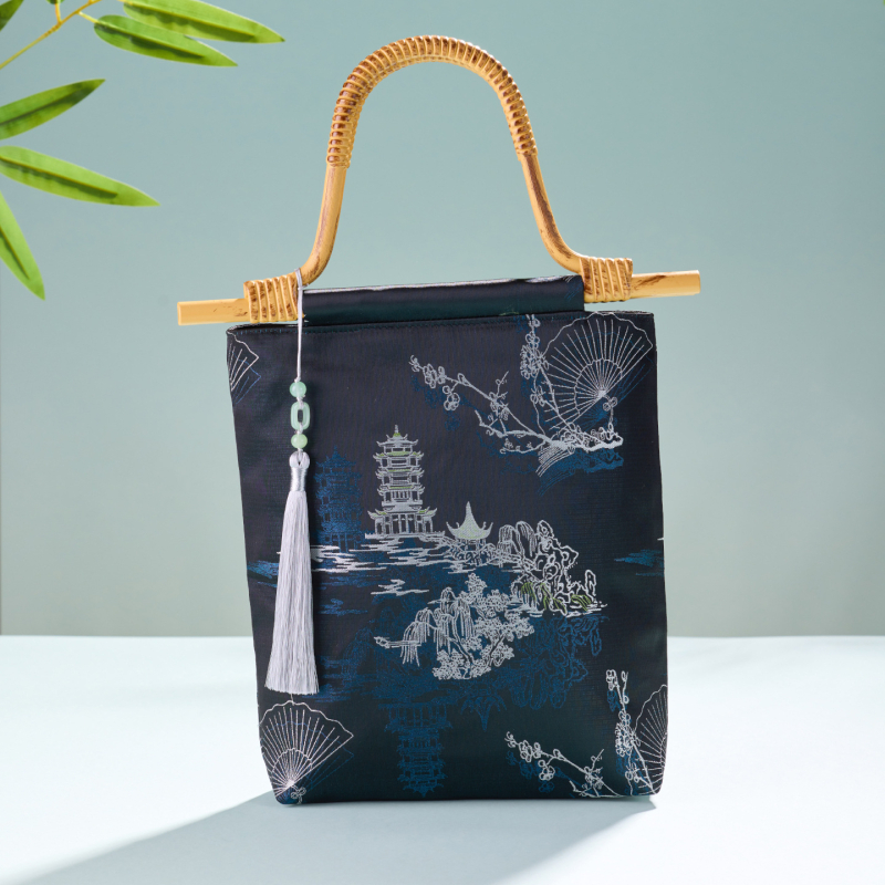 DIY komplekts bambusa mezgla somai – Jauns ķīniešu stils, soma no Song brokāta auduma