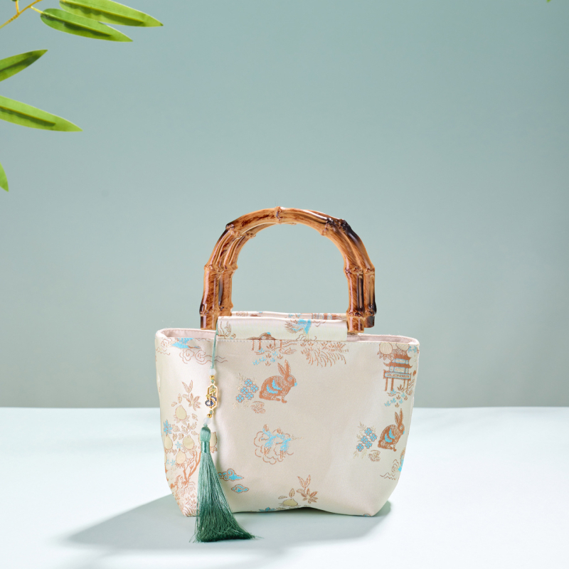 DIY komplekts bambusa mezgla somai – Jauns ķīniešu stils, soma no Song brokāta auduma