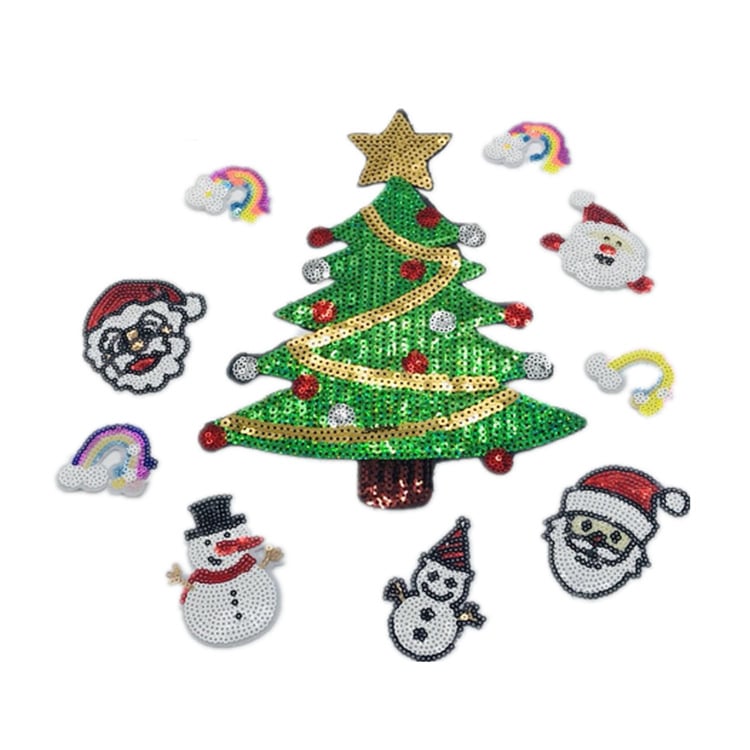 Снежен човек апликация – бродерия с мъниста и пайети за коледна украса, DIY аксесоари (Материал: бродерия с мъниста и пайети; Приложение: Друго; Марка: Друго)