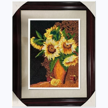 Auduma izšuvumu dekoratīvā glezna, Su izšuvums, 11CT, Augu ziedu raksts, Pabeigts produkts