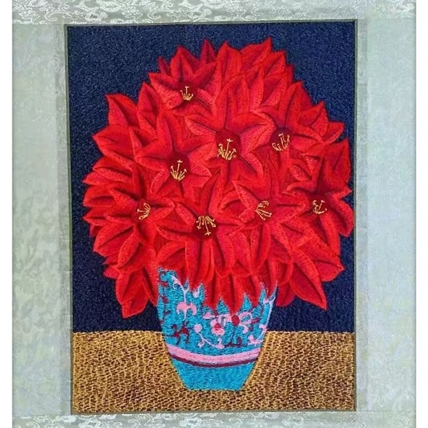 Auduma izšuvumu dekoratīvā glezna, Su izšuvums, 11CT, Augu ziedu raksts, Pabeigts produkts