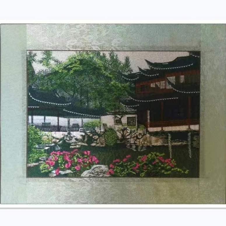 Auduma izšuvumu dekoratīvā glezna, Su izšuvums, 11CT, Augu ziedu raksts, Pabeigts produkts