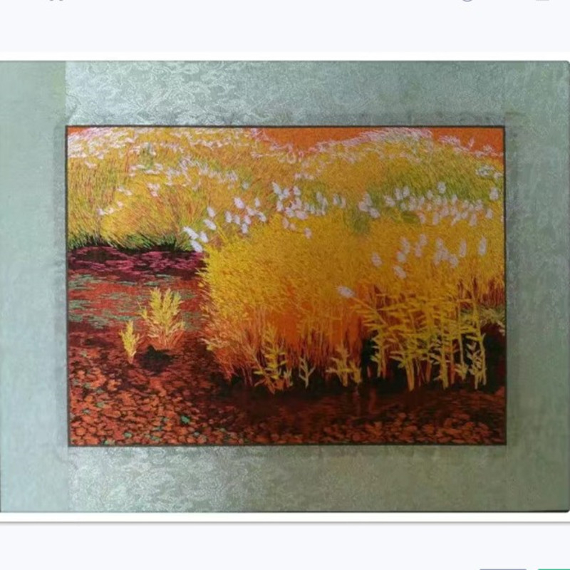 Auduma izšuvumu dekoratīvā glezna, Su izšuvums, 11CT, Augu ziedu raksts, Pabeigts produkts