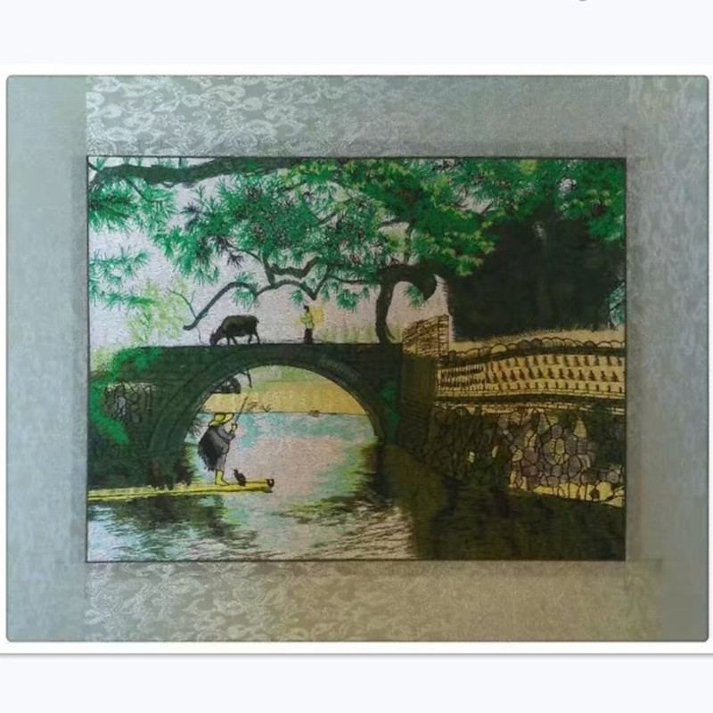 Auduma izšuvumu dekoratīvā glezna, Su izšuvums, 11CT, Augu ziedu raksts, Pabeigts produkts