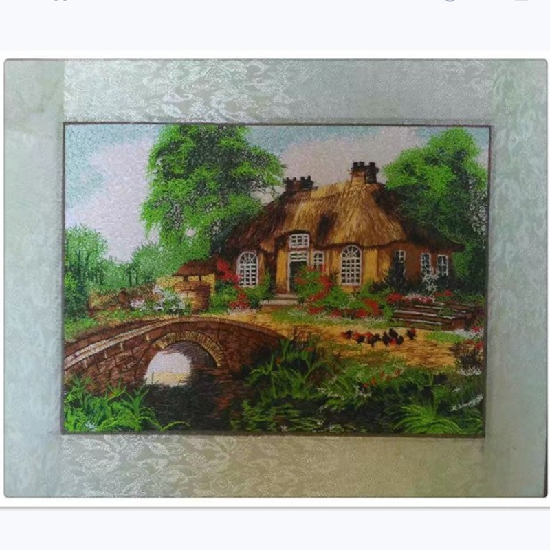 Auduma izšuvumu dekoratīvā glezna, Su izšuvums, 11CT, Augu ziedu raksts, Pabeigts produkts