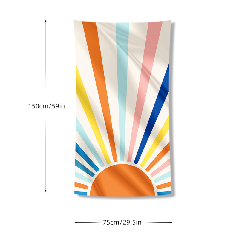 Microfiber plažni ručnik s otiskom, brzo suši, za plivanje i kupanje, dvostrani baršunasti osjećaj.