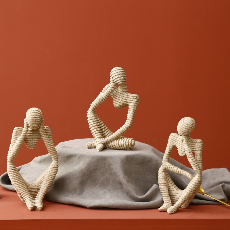 Wei Qian Műgyanta figurák – Dekoratív figurák vitrint és TV-szekrényhez, skandináv stílusú könnyed luxus