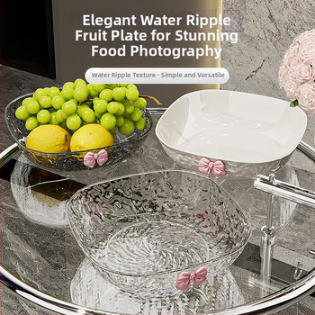 Műanyag gyümölcstál kalapált textúrával és pillangócsomó mintával, könnyed luxus retro stílus