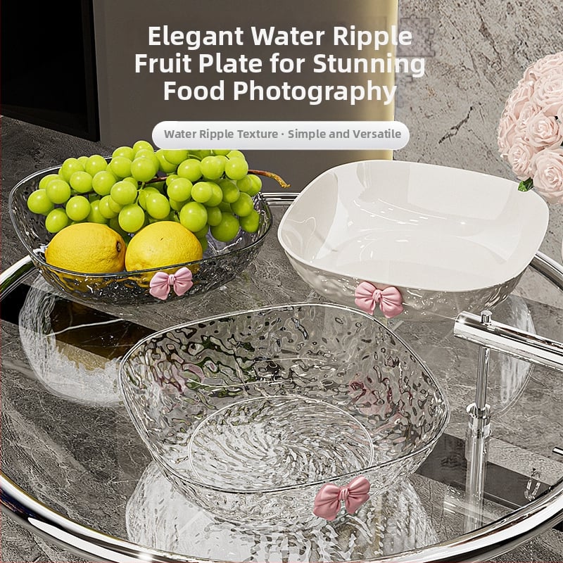 Műanyag gyümölcstál kalapált textúrával és pillangócsomó mintával, könnyed luxus retro stílus