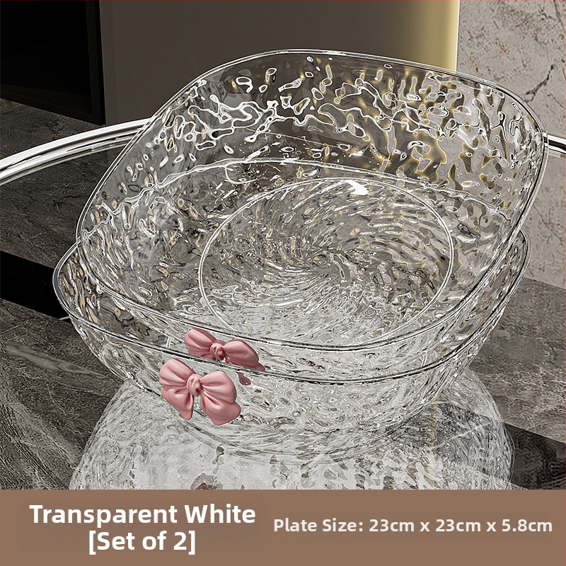 Műanyag gyümölcstál kalapált textúrával és pillangócsomó mintával, könnyed luxus retro stílus