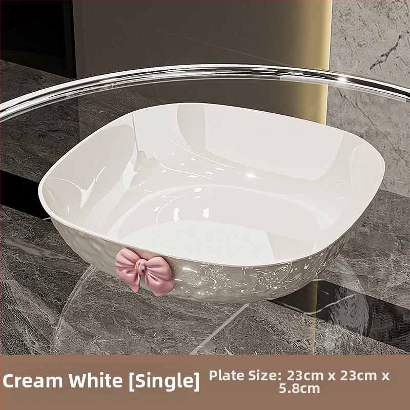 Műanyag gyümölcstál kalapált textúrával és pillangócsomó mintával, könnyed luxus retro stílus