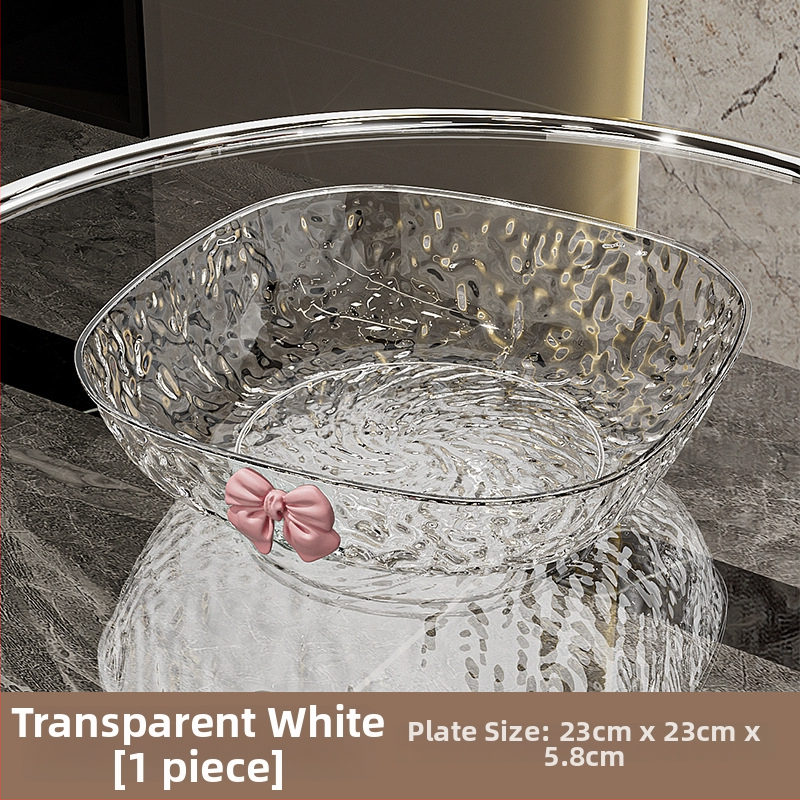 Műanyag gyümölcstál kalapált textúrával és pillangócsomó mintával, könnyed luxus retro stílus