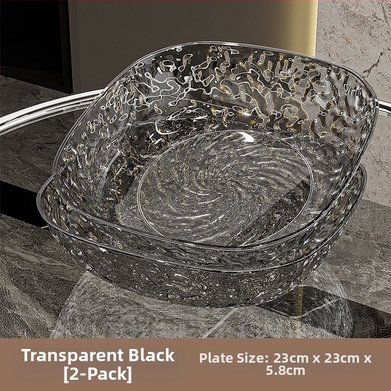 Műanyag gyümölcstál kalapált textúrával és pillangócsomó mintával, könnyed luxus retro stílus