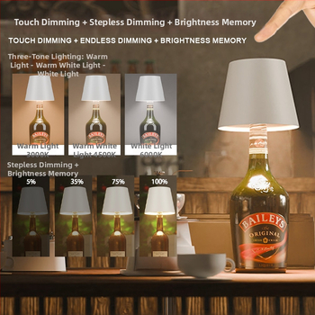 Vyno butelio formos stalo lempa, kūrybingas plastikinis korpusas, USB įkrovimas, ambientinis apšvietimas, RGB trijų spalvų reguliavimas prisilietimu