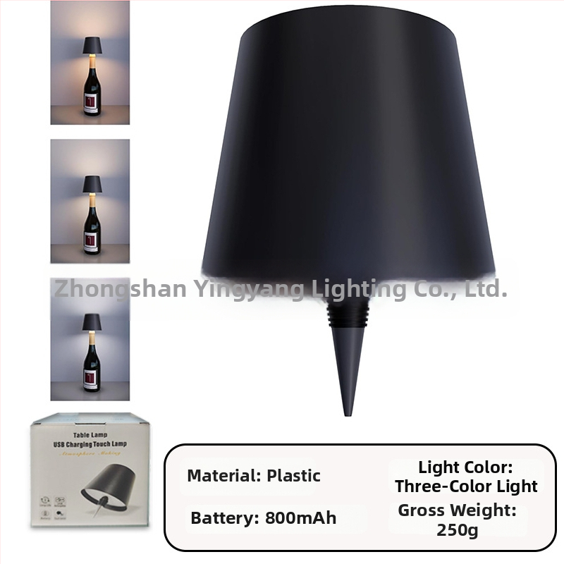 Vyno butelio formos stalo lempa, kūrybingas plastikinis korpusas, USB įkrovimas, ambientinis apšvietimas, RGB trijų spalvų reguliavimas prisilietimu