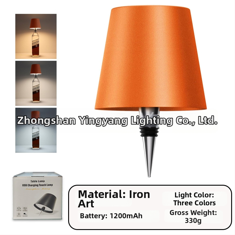 Vyno butelio formos stalo lempa, kūrybingas plastikinis korpusas, USB įkrovimas, ambientinis apšvietimas, RGB trijų spalvų reguliavimas prisilietimu