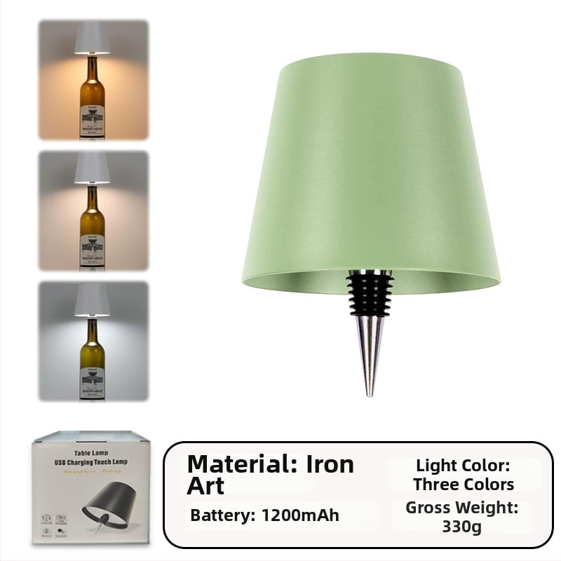 Vyno butelio formos stalo lempa, kūrybingas plastikinis korpusas, USB įkrovimas, ambientinis apšvietimas, RGB trijų spalvų reguliavimas prisilietimu