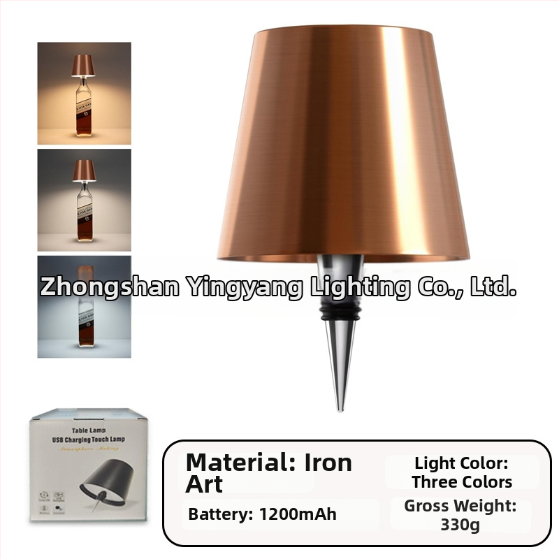 Vyno butelio formos stalo lempa, kūrybingas plastikinis korpusas, USB įkrovimas, ambientinis apšvietimas, RGB trijų spalvų reguliavimas prisilietimu