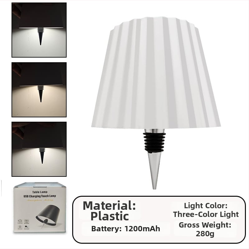 Vyno butelio formos stalo lempa, kūrybingas plastikinis korpusas, USB įkrovimas, ambientinis apšvietimas, RGB trijų spalvų reguliavimas prisilietimu