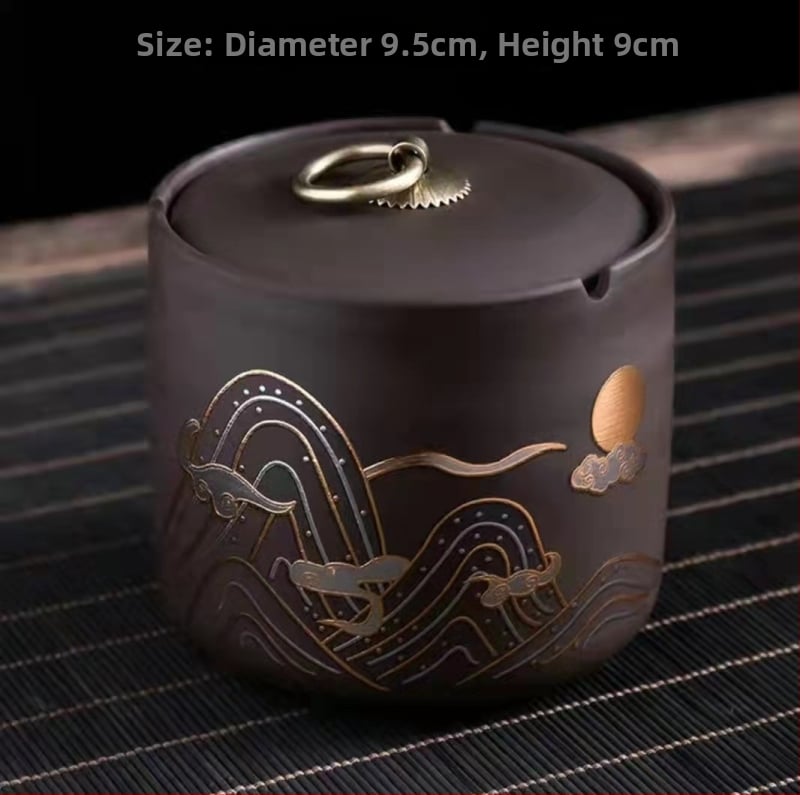 Keraamiline tuhkapott kaasiga — tuulekindel, dekoratiivne, logotüübi trükk, kohandatav