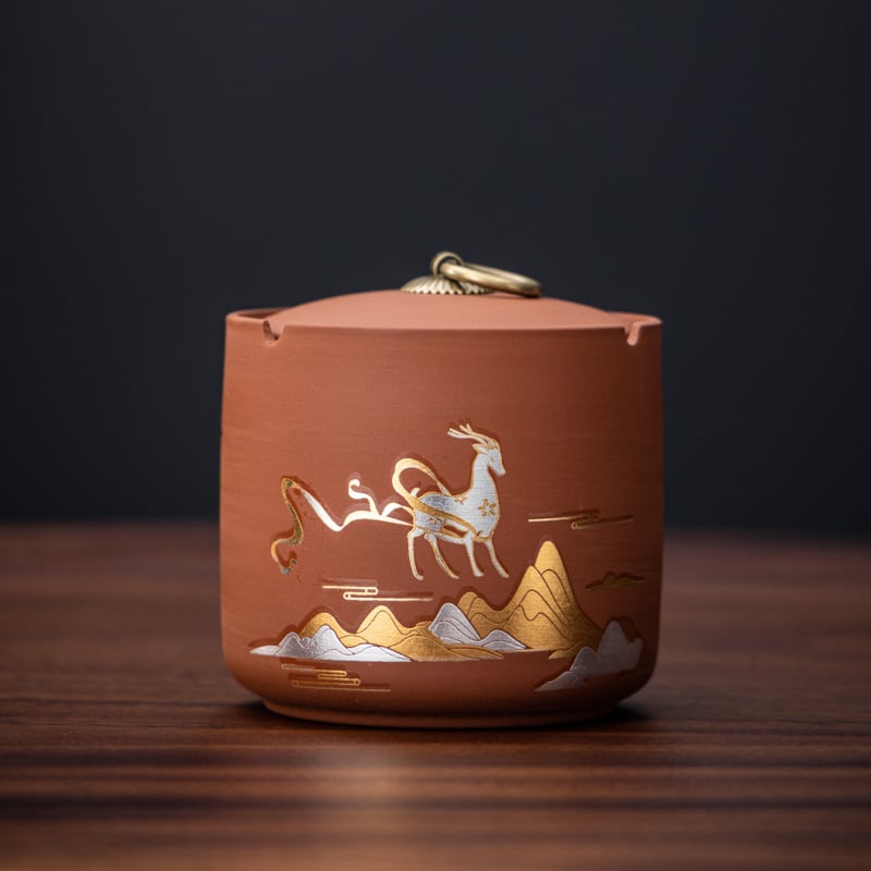 Keraamiline tuhkapott kaasiga — tuulekindel, dekoratiivne, logotüübi trükk, kohandatav