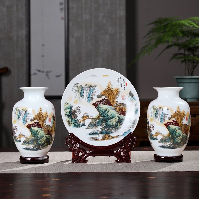 Tryjų porcelaninių vazonų rinkinys Hao Han, kinų stiliaus namų dekoras svetainei