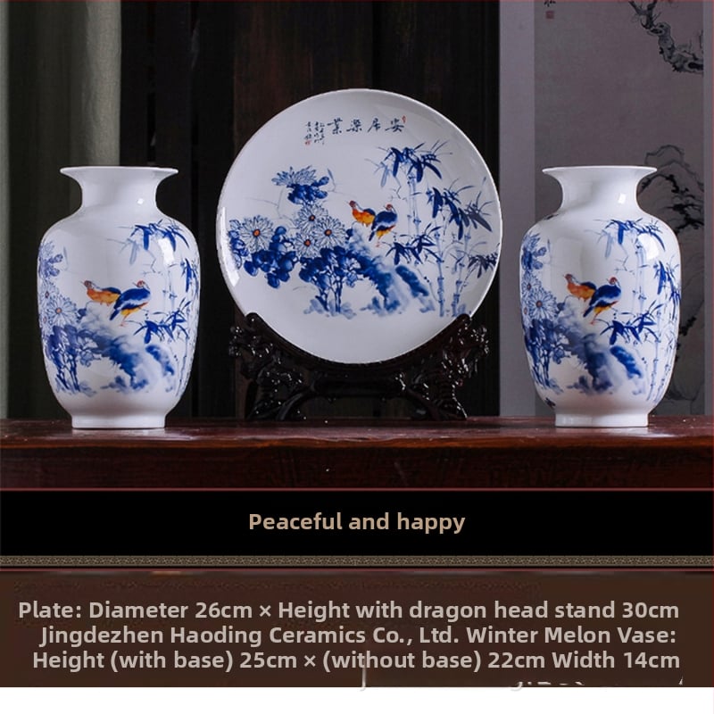 Tryjų porcelaninių vazonų rinkinys Hao Han, kinų stiliaus namų dekoras svetainei