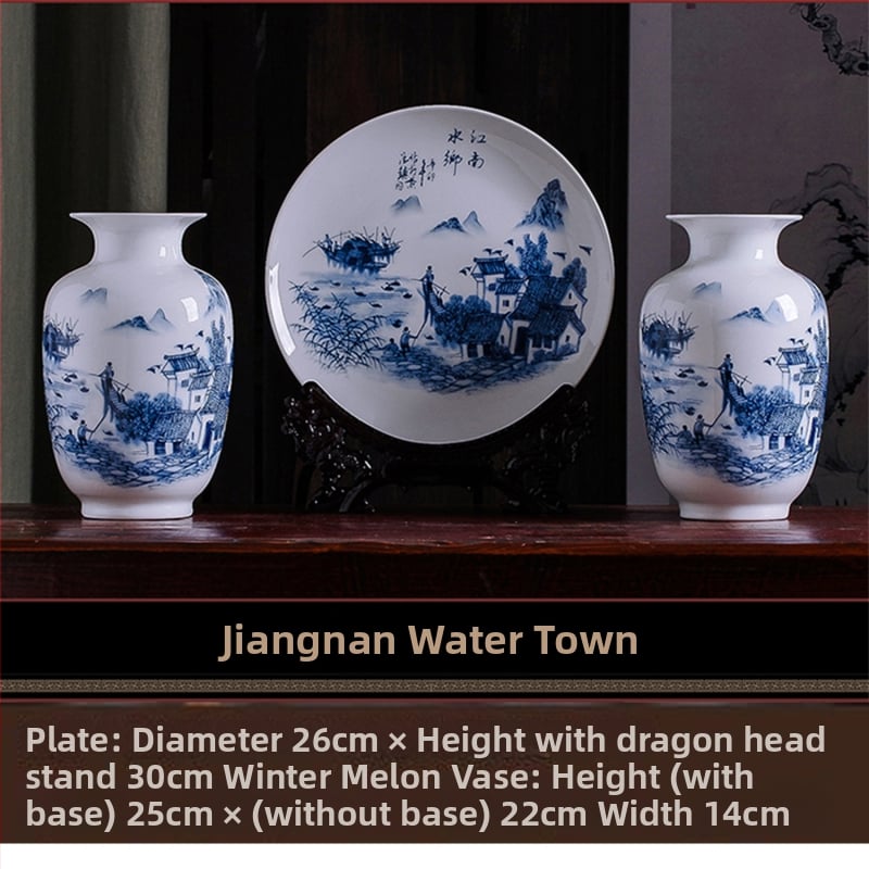 Tryjų porcelaninių vazonų rinkinys Hao Han, kinų stiliaus namų dekoras svetainei