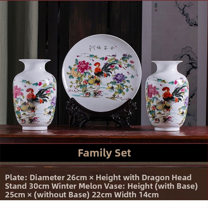 Tryjų porcelaninių vazonų rinkinys Hao Han, kinų stiliaus namų dekoras svetainei