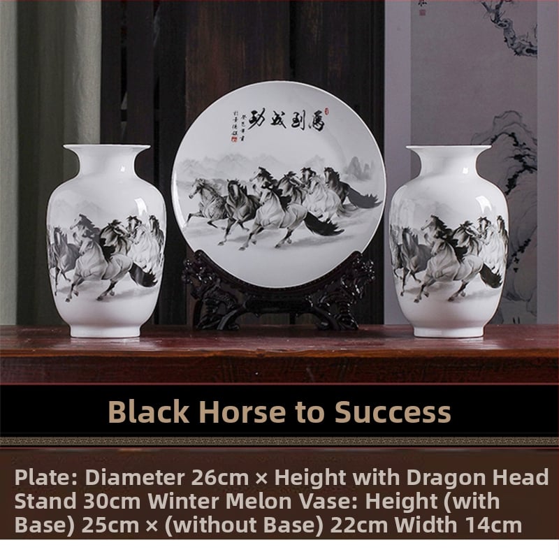 Tryjų porcelaninių vazonų rinkinys Hao Han, kinų stiliaus namų dekoras svetainei