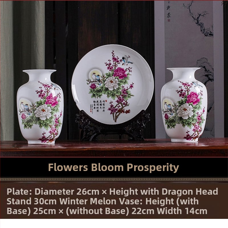 Tryjų porcelaninių vazonų rinkinys Hao Han, kinų stiliaus namų dekoras svetainei