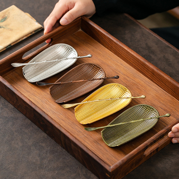 Kaheosaline kung fu tee komplekt: käsitööline tee lusikas ja taldrik segusest tee ceremoonia tarbeks