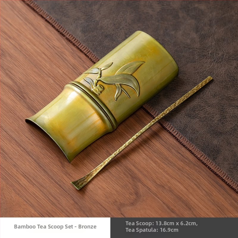 Kaheosaline kung fu tee komplekt: käsitööline tee lusikas ja taldrik segusest tee ceremoonia tarbeks