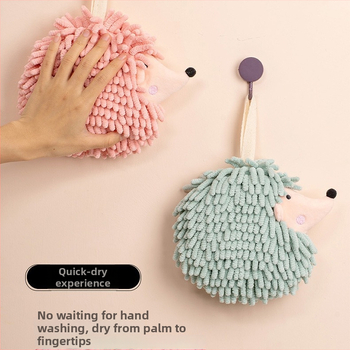 Hedgehog chenille kéztörlő függő dizájnnal, poliészter, 50–80 g, 150D, hímzés