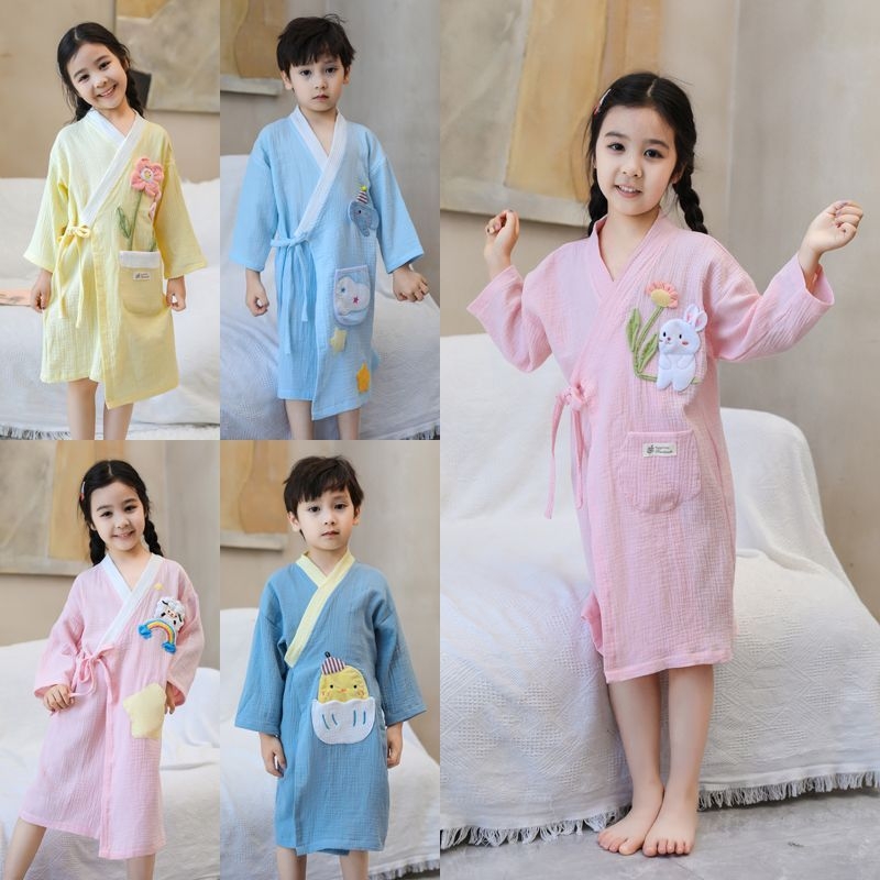 Gyermekeknek viselhető fürdőköntös törölköző, pamutból, gyorsan száradó, nyári vékony változat úszáshoz