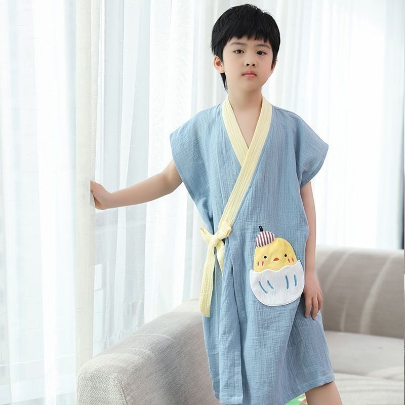 Gyermekeknek viselhető fürdőköntös törölköző, pamutból, gyorsan száradó, nyári vékony változat úszáshoz