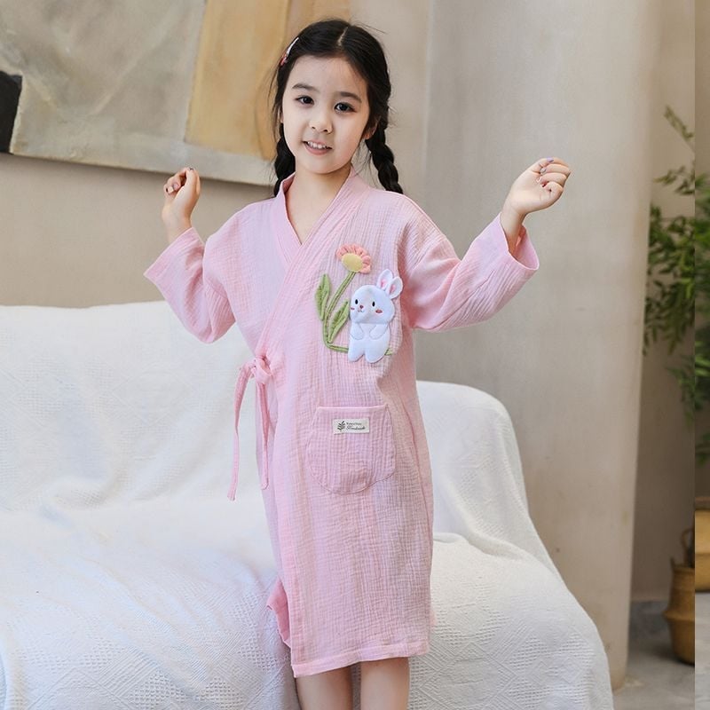 Gyermekeknek viselhető fürdőköntös törölköző, pamutból, gyorsan száradó, nyári vékony változat úszáshoz