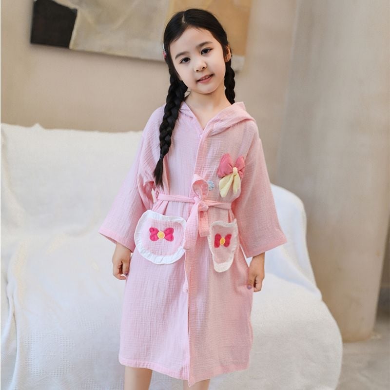 Gyermekeknek viselhető fürdőköntös törölköző, pamutból, gyorsan száradó, nyári vékony változat úszáshoz