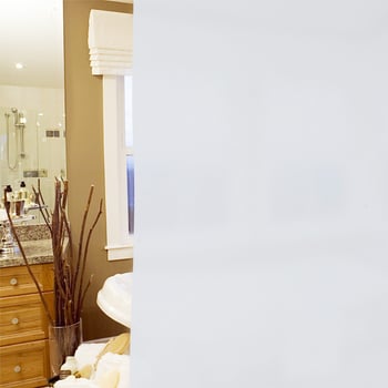 Savaime klijuojama matinio stiklo plėvelė langams – privatumas, vonios ir biuro erdvėms, PVC, nepermatoma, vienos spalvos raštas